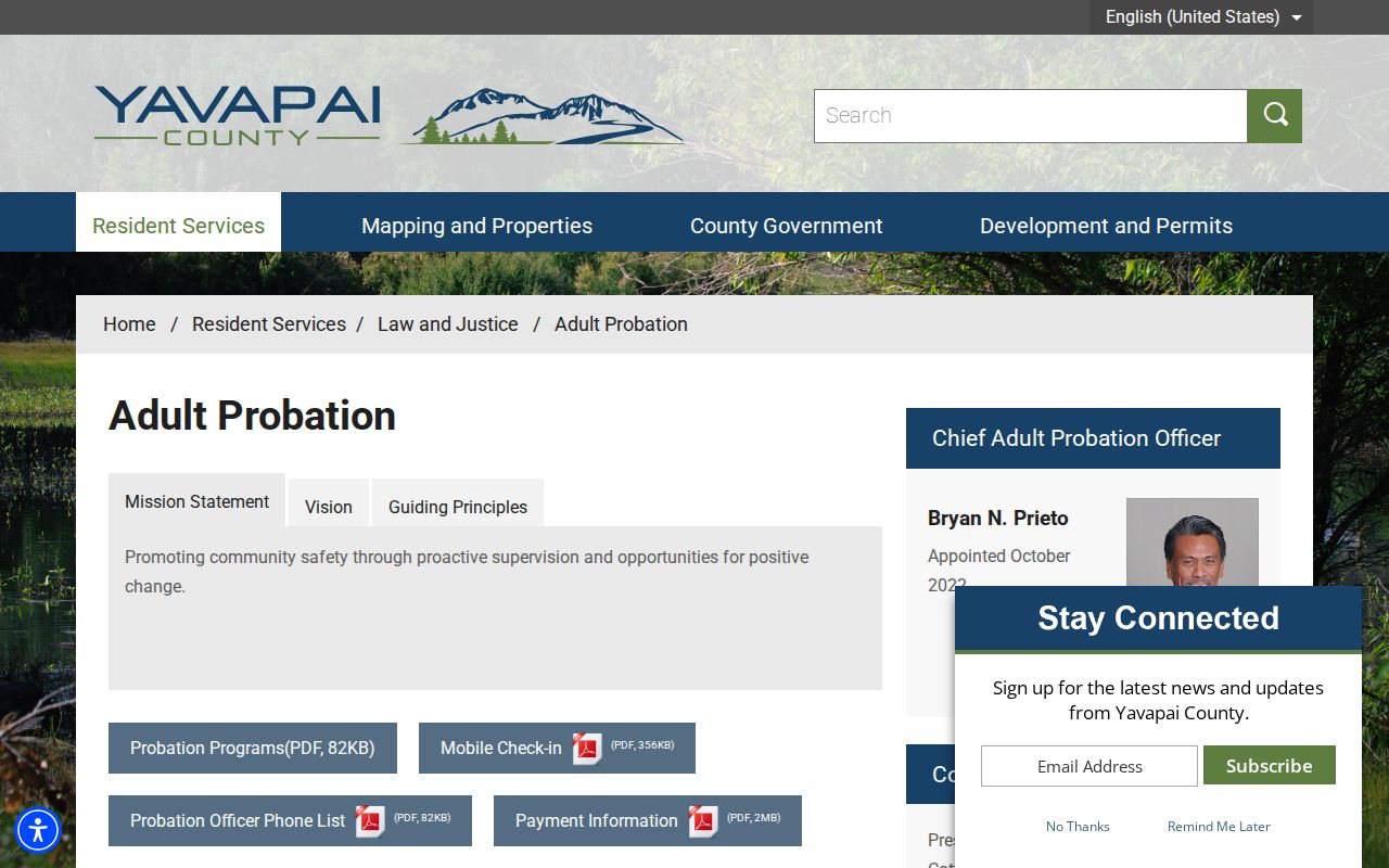 Yavapai County criminal records and adult probation locations