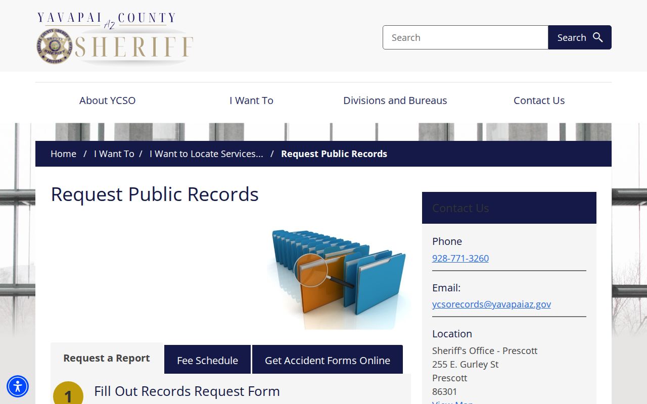 Yavapai County arrest records request through YCSO