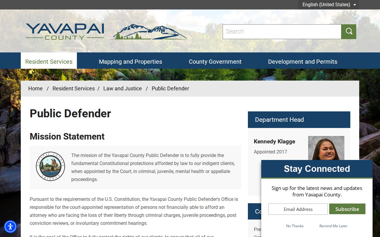 Yavapai County criminal court case information at the Public Defender